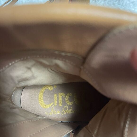 Sam Edelman Circus Synthetic tan lace up Combat Moto Boot chunky soles Size 8.5M - Picture 11 of 14